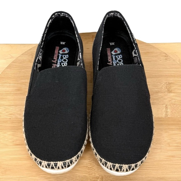 BOBS from Skechers Memory Foam Black Canvas Espadrille Flats – Women’s Size 8 - Picture 2 of 10